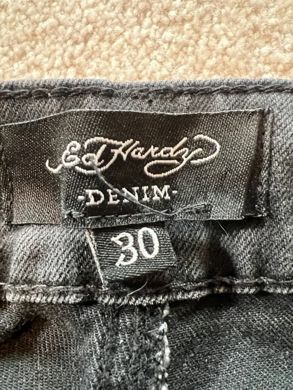 Ed Hardy‎ Black Denim Jeans Love Kills Slowly Skull Tattoo Graphic Size 30